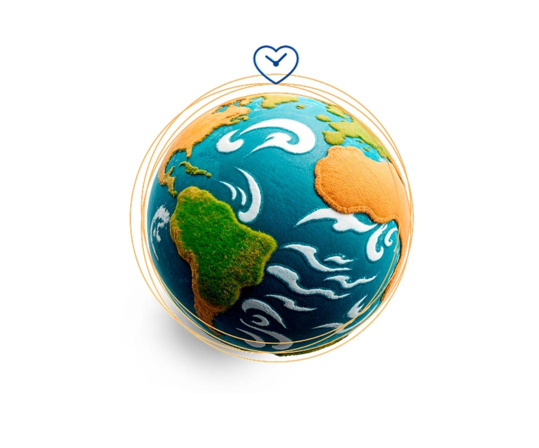 Globo terrestre representando a visão global da DoeTempo